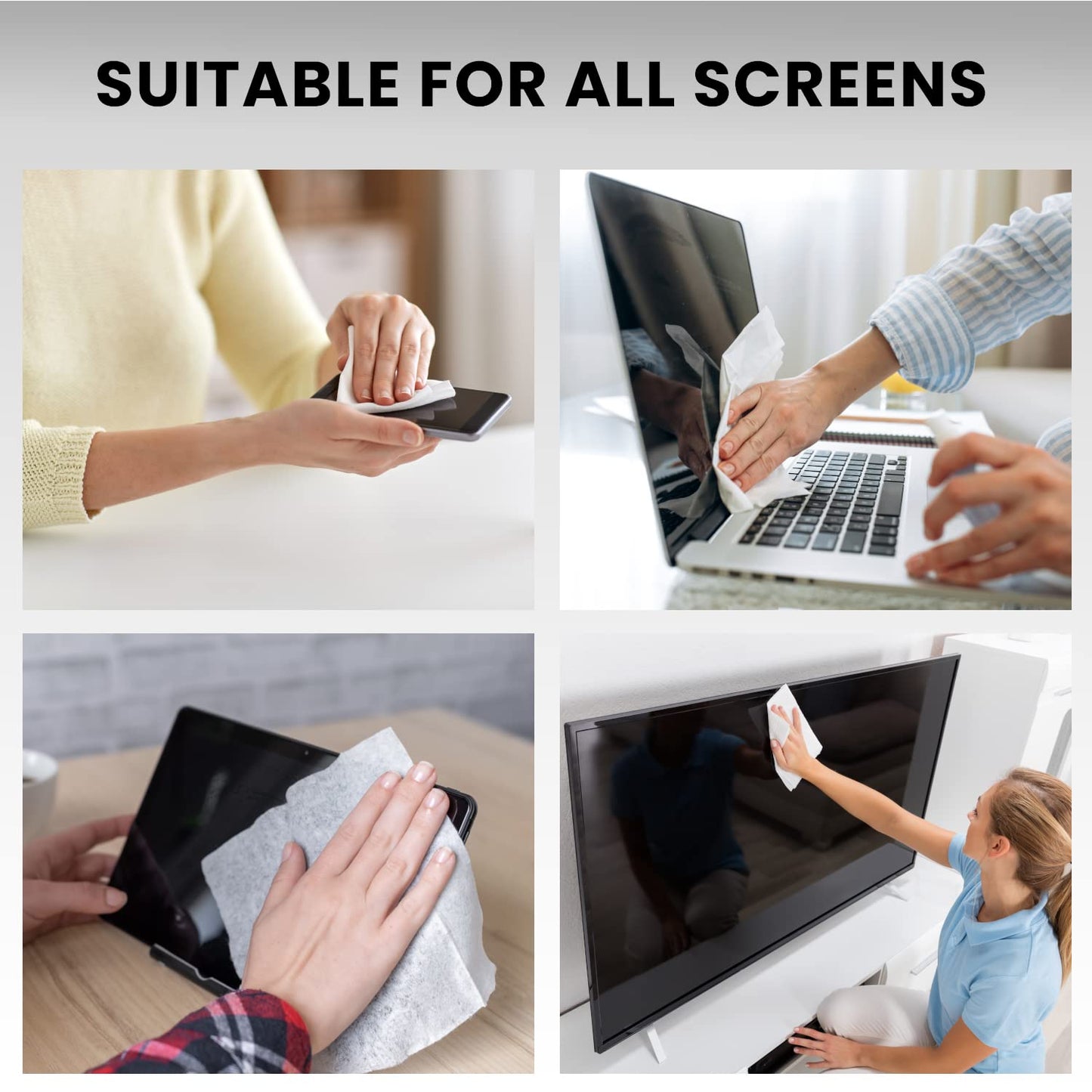 Electronic Wipes Screen Cleaner Streak-Free [2 Pack x40] Computer Screen Wipes, TV Screen Cleaner Wipes, Monitor Wipes for Smart TV, Laptop, iPhone, ipad and more - [Microfiber Cloth + 80 Wipes]