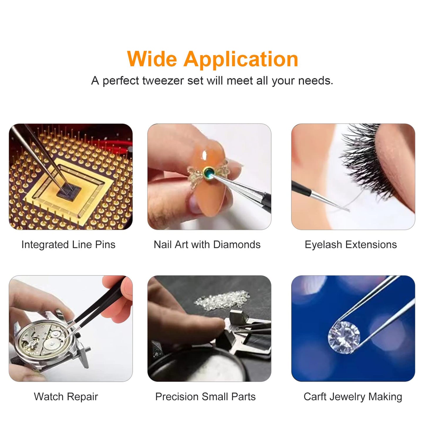 kaverme 9PCS Precision Tweezers Set, Upgraded Anti-Static Stainless Steel of Tweezers, for Electronics, Soldering, Laboratory Work, Jewelry-Making, Model, Craft