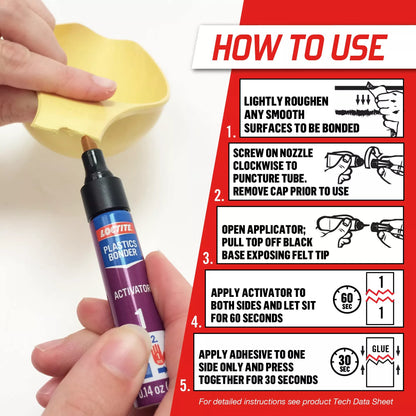 Loctite Super Glue Plastics Bonding System, Clear Kit, 1-0.14 oz Activator Stick + 1-0.07 oz Glue Tube