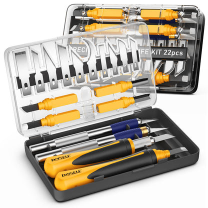 DIYSELF Exacto Knife, 22 Pack Exacto Knife Set with Exacto Blades, Craft Knife for Art, Stencil, Scrapbooking, and Modeling, Hobby Knife, Precision, Art Knives Kit, Pumpkin Carving Tools