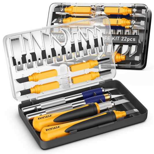 DIYSELF Exacto Knife, 22 Pack Exacto Knife Set with Exacto Blades, Craft Knife for Art, Stencil, Scrapbooking, and Modeling, Hobby Knife, Precision, Art Knives Kit, Pumpkin Carving Tools