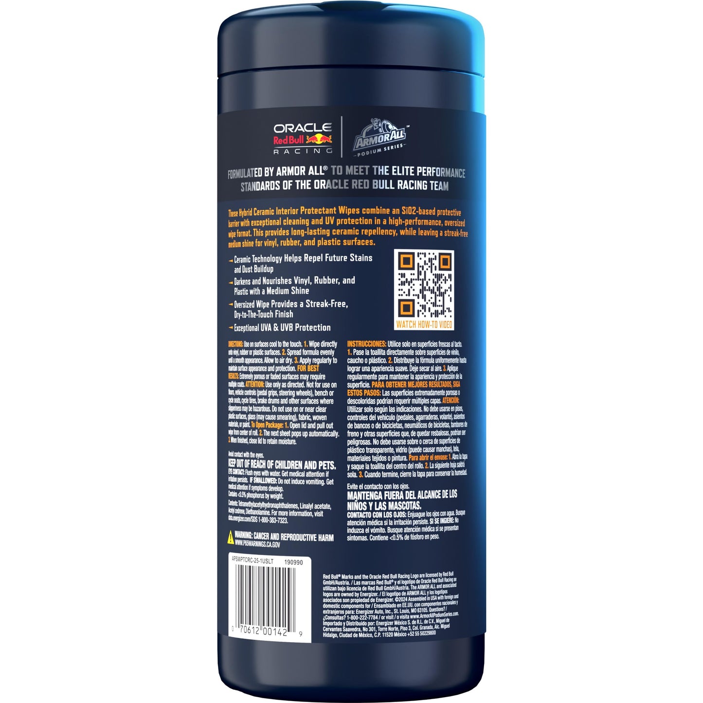 Armor All Podium Series Hybrid Ceramic Medium Shine Protectant Wipes, 25 Count, Interior Car Wipes Developed in Collaboration With Oracle Red Bull Racing