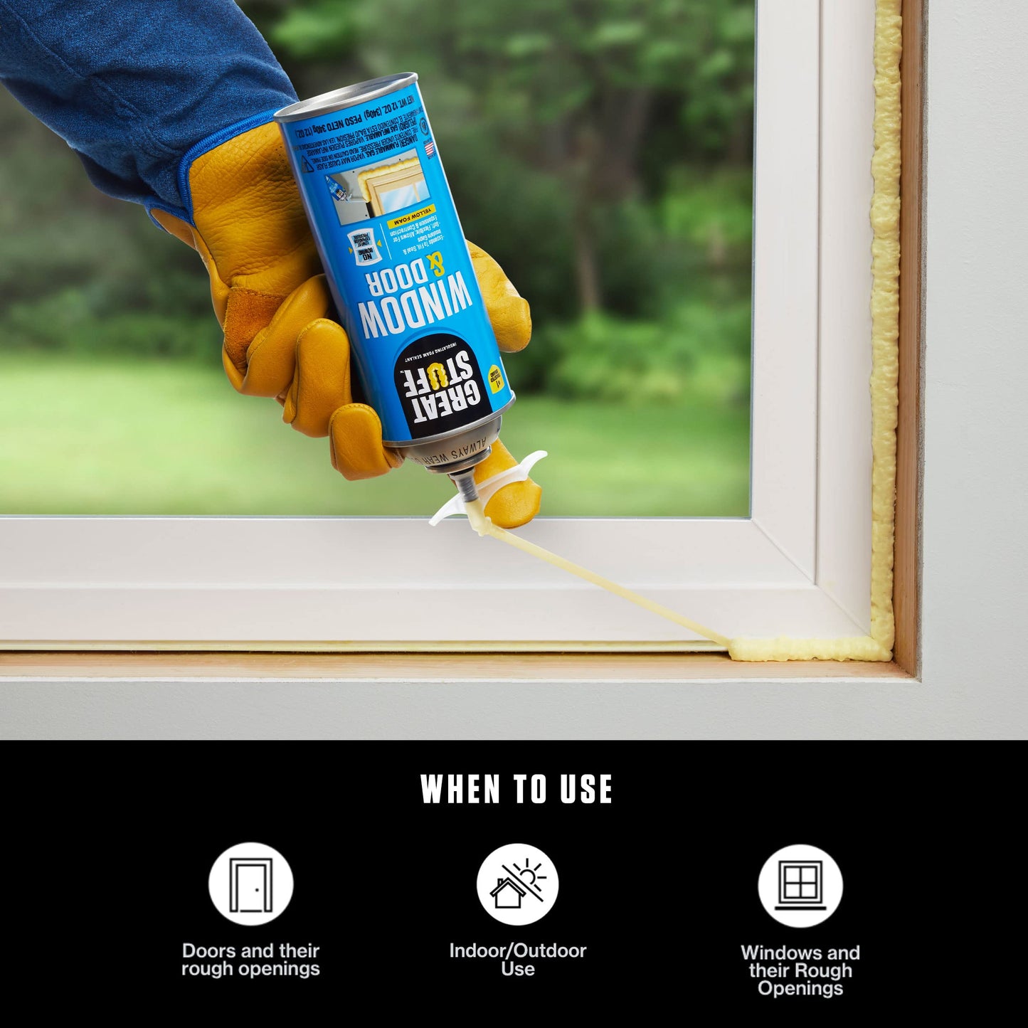Great Stuff Window & Door 175437 12 oz Insulating Foam Sealant, Yellow