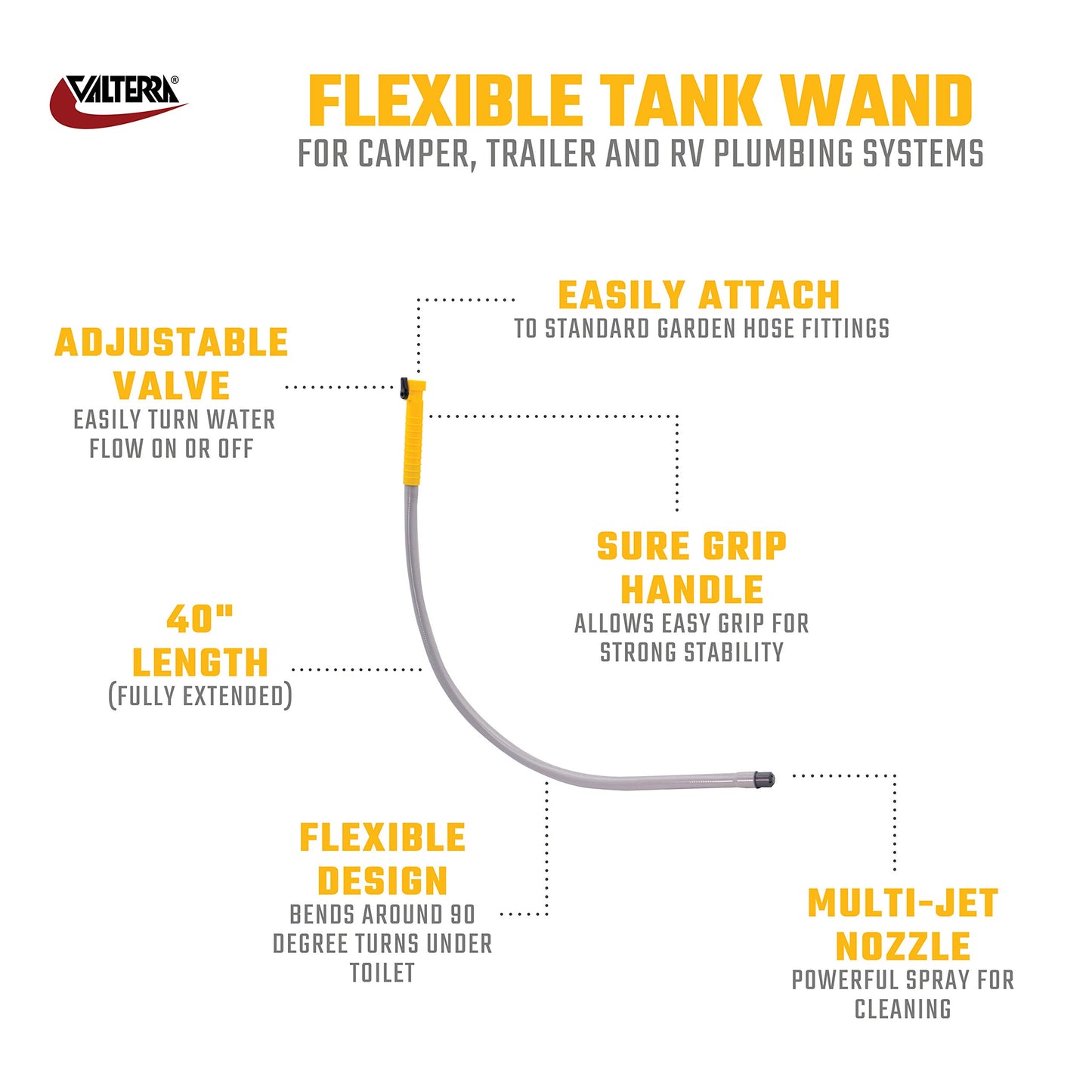 Valterra A01-0187VP Flexible Tank Wand, Gray, 1 count