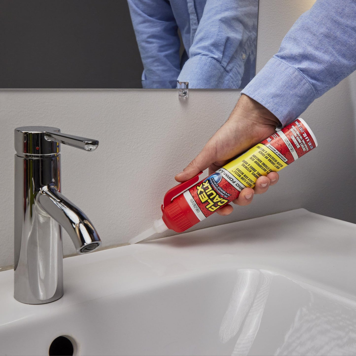 Flex Caulk Hybrid Polymer Sealant, Waterproof, Strong, Paintable, Indoor, Outdoor, Bath, Shower, Sink, Window, Baseboards, Door, RV, Roof, Wood, Auto & Marine, White, 9 oz, 1-Pack