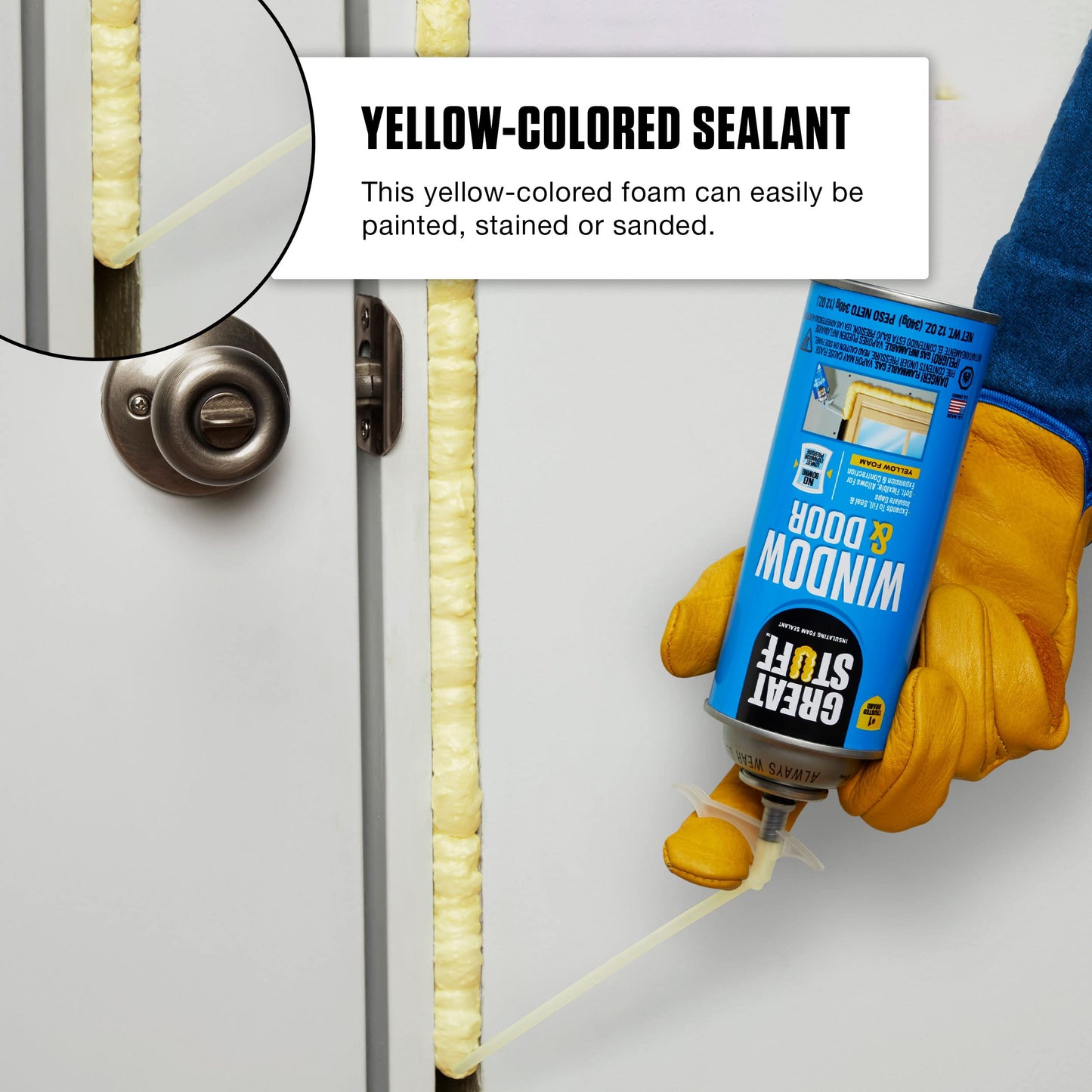 Great Stuff Window & Door 175437 12 oz Insulating Foam Sealant, Yellow