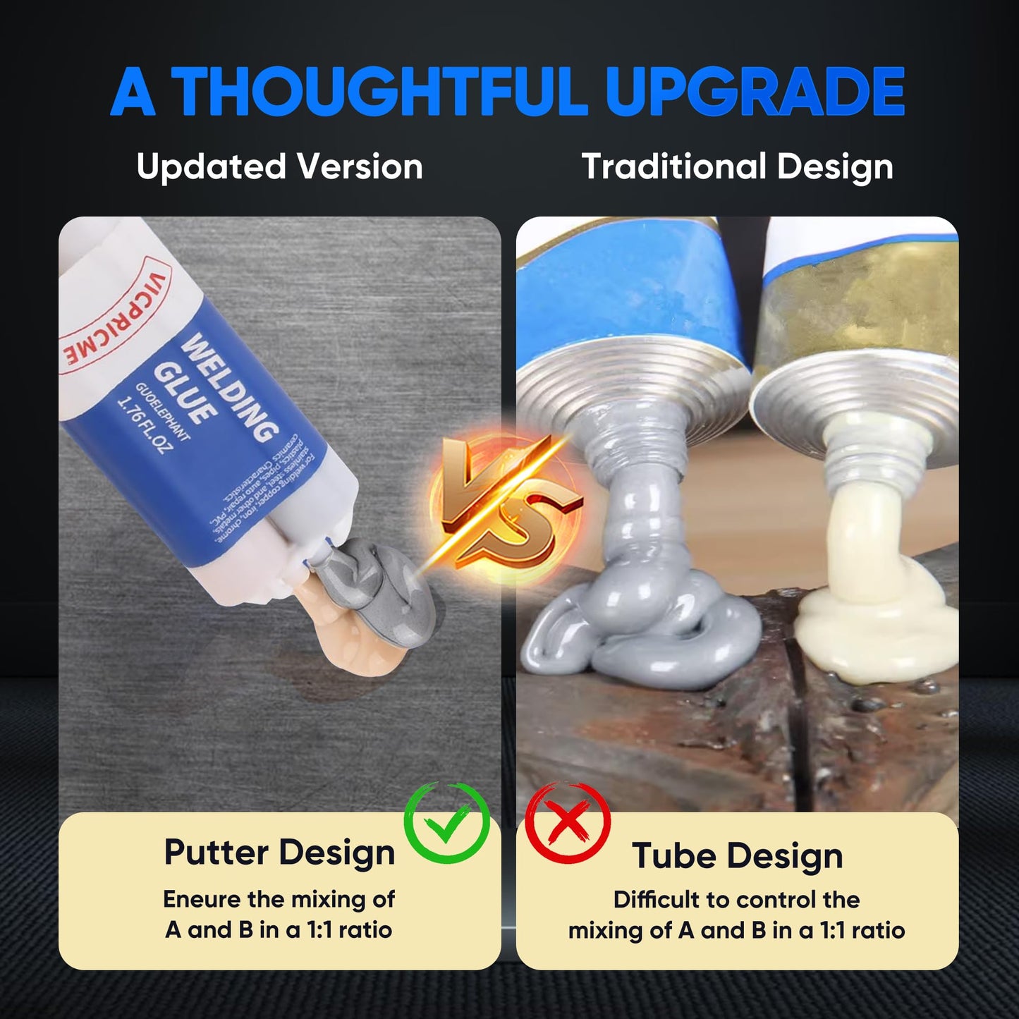 Metal Glue, 1.76 oz Heavy Duty Weld Waterproof Epoxy Casting Adhesive, The Strongest Welding and Liquid Filler for Metals, Plastics, Stainless Steel,Cement, Ceramics,Wide Range of Materials at Once!