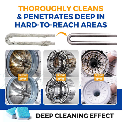 Washing Machine Cleaner Tablets 24 pack Powerful Descaler -Deep Cleaning for HE Front Loader & Top Load Washer Septic Safe Eco-Friendly Deodorizer Clean Drum & Laundry Tub Seal- Year's Supply