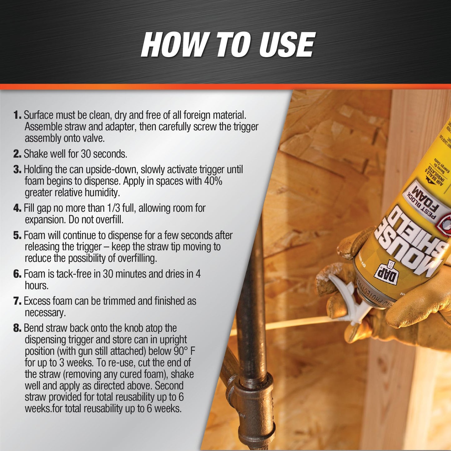 DAP Touch 'n Foam Mouse Shield Foam Sealant & Blocker, Off White, 12 Oz (7565012506)
