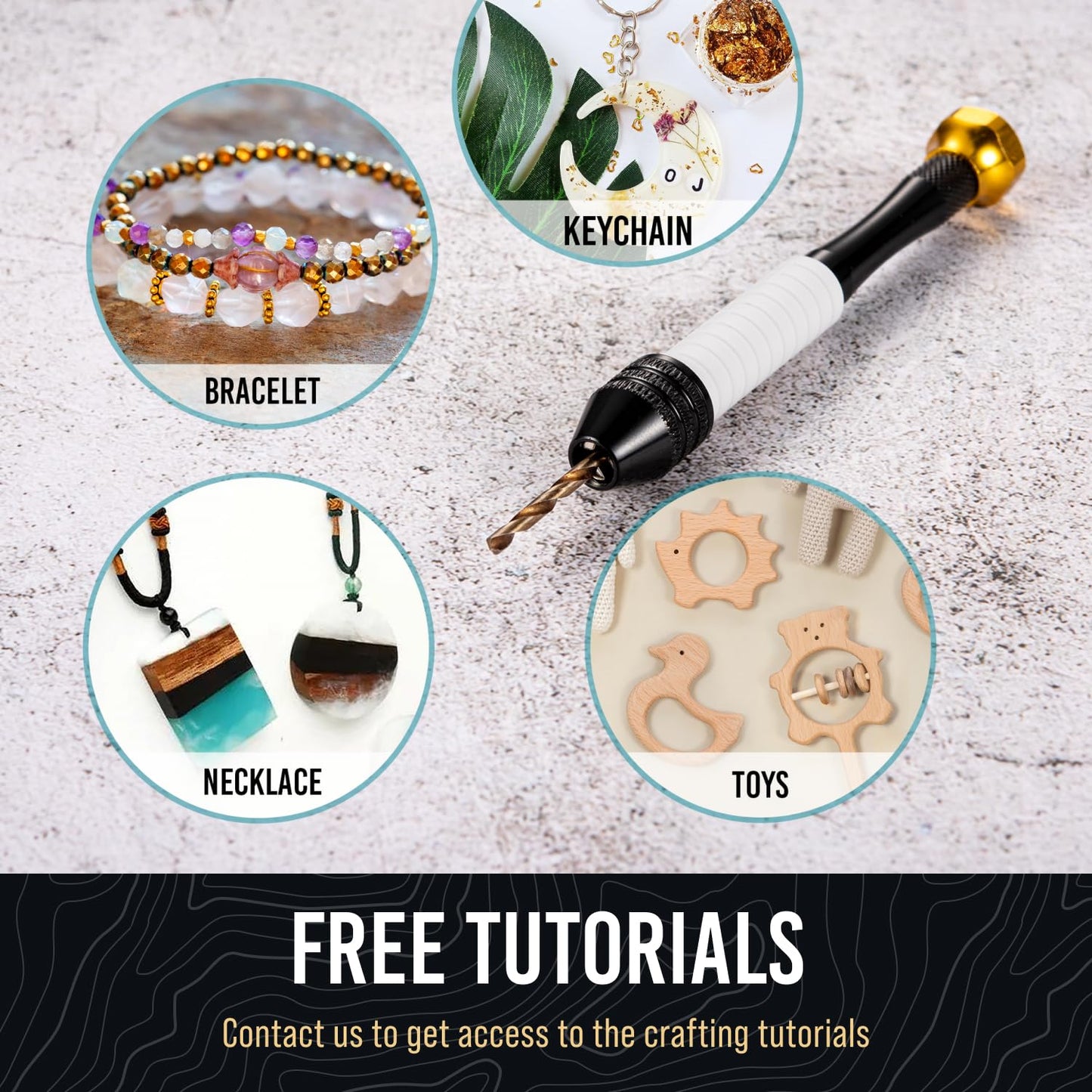 CRAFT911 Pin Vise Hand Drill Manual - Jewelry w/Micro Drill Bits (0.8mm-2.5mm) - Rotary Craft Drill for Jewelry Making, Resin, Wood, Plastic, Miniature, Beads, Clay Etc