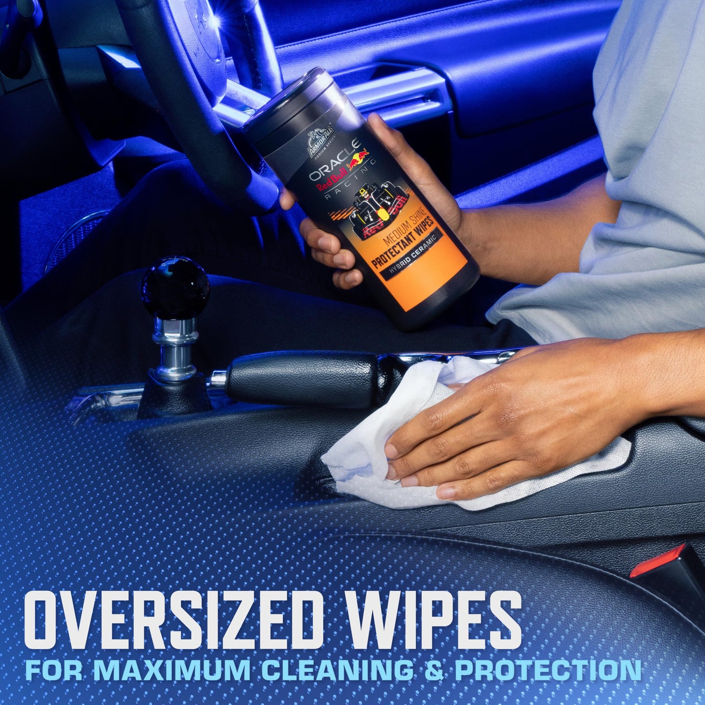 Armor All Podium Series Hybrid Ceramic Medium Shine Protectant Wipes, 25 Count, Interior Car Wipes Developed in Collaboration With Oracle Red Bull Racing